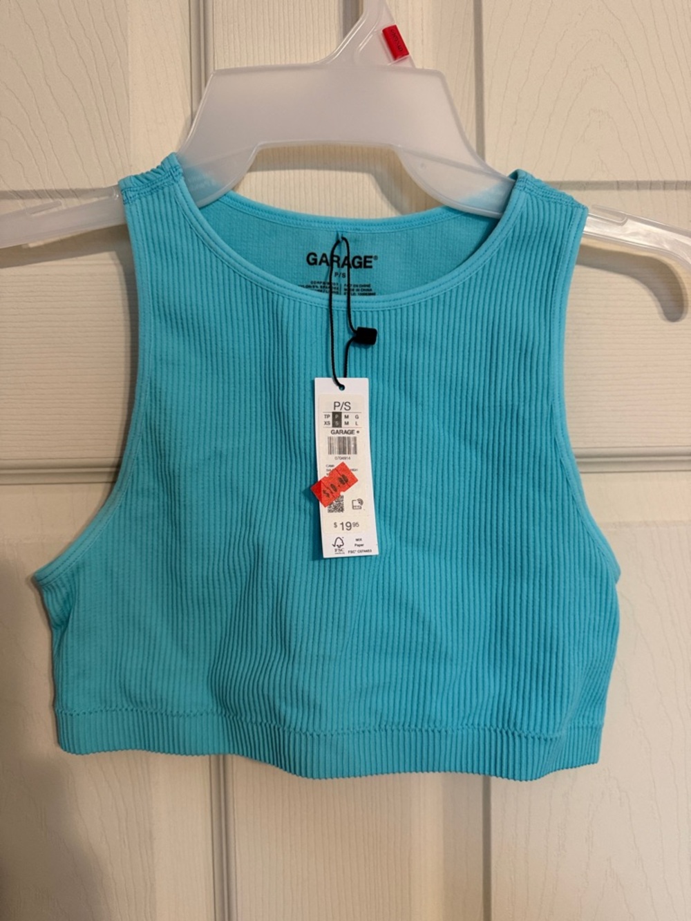 Garage Turquoise Ribbed Crop Tank